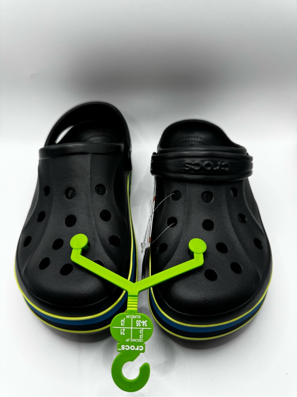 Crocs Kids' Black Clogs with Neon Yellow Trim